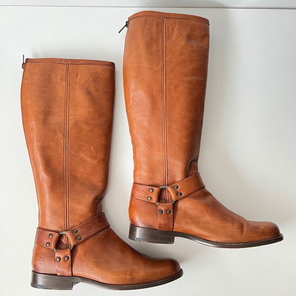 Frye Shoes - Frye Western Riding Boots Phillip Harness Tall Whiskey Brown Leather Size 9 M